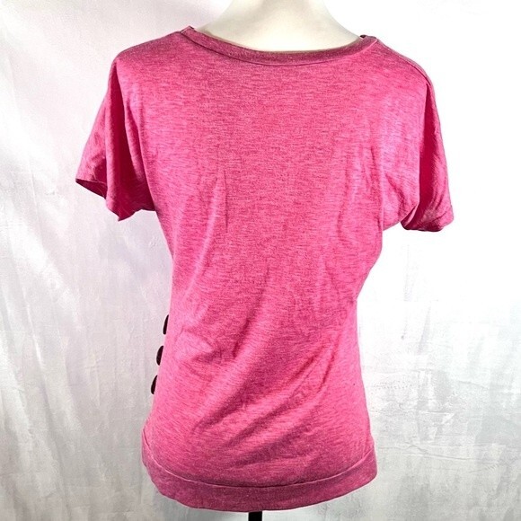 Pink short sleeve button side knit top size small - Picture 3 of 5